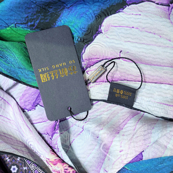 NWT Double Sided Silk Scarf 52"x52" Large Square Shawl Wrap XiangYunSha 3515 - Picture 7 of 12